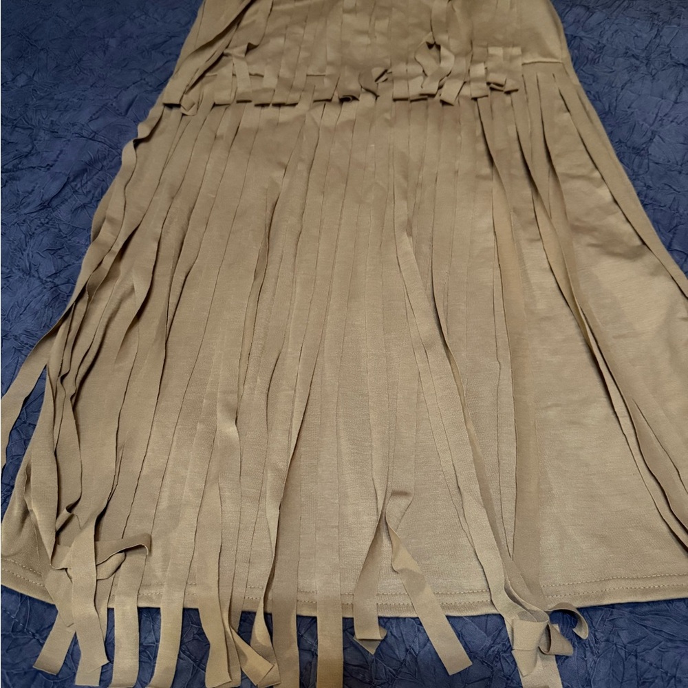 Fringe Taupe Soft Sleeveless Dress M Coastal Cowgirl Festival Western Style NWOT
